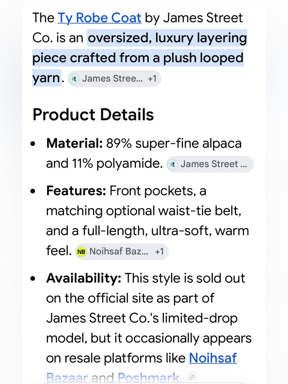 James Street Ty Robe Coat - Picture 3 of 3